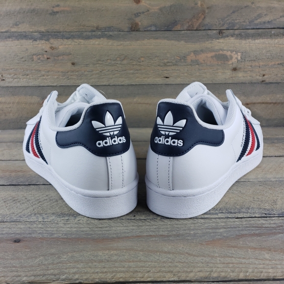 adidas Superstar Originals Men's Shoes White/Red/Dark Navy Shell Toe - Picture 4 of 10